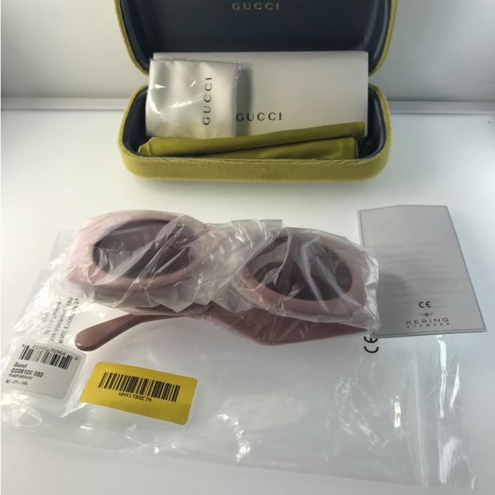 NEW🔥GUCCI Pink Gg0810s 003 New Square-frame Injection Sunglasses - Picture 16 of 16